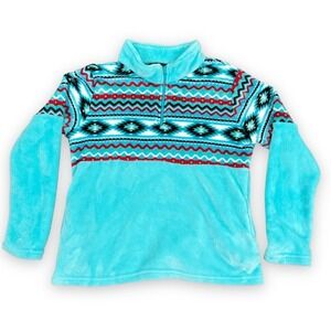 Trail Crest 1/4 Zip Sweater‎ Jacket Extra Large Blue Turquoise Aztec Soutwestern